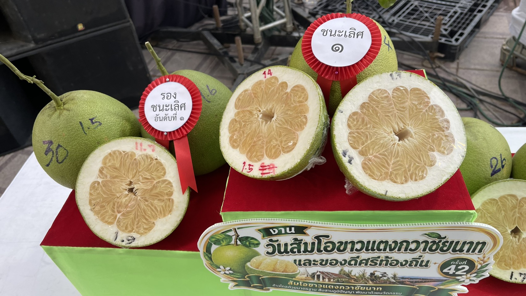 "สวนส้มโอครูแนน" คว้าแชมป์! ประกาศผลประกวดส้มโอขาวแตงกวาชัยนาท ครั้งที่ 42 การันตีคุณภาพระดับจังหวัด ต้อนรับงานใหญ่ 11 วัน 11 คืน